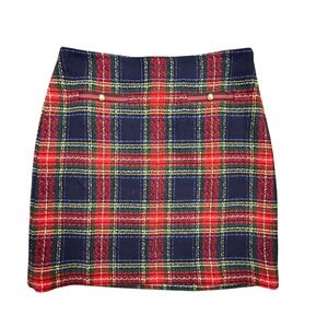 Talbots Womens Skirt Size 10 Plaid Tweed skirt Gold Button Accents NEW